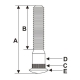 Lot de 5 Goujon de roue à tête 3/8 UNF Ø cannelures 10.3mm Long.totale 61mm