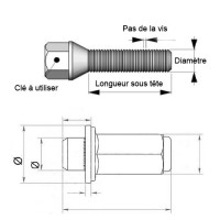 Boulon Antivol de roue EDV Factory ASSISE CONIQUE VIS Filetage